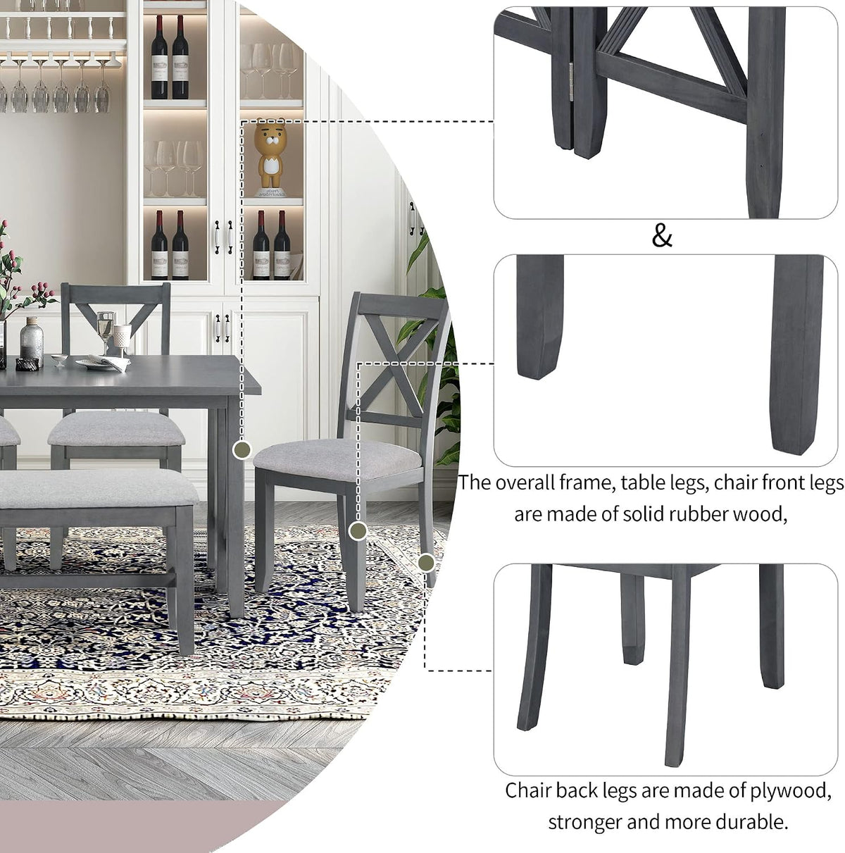 Wesley Table w 4 Chairs & Bench