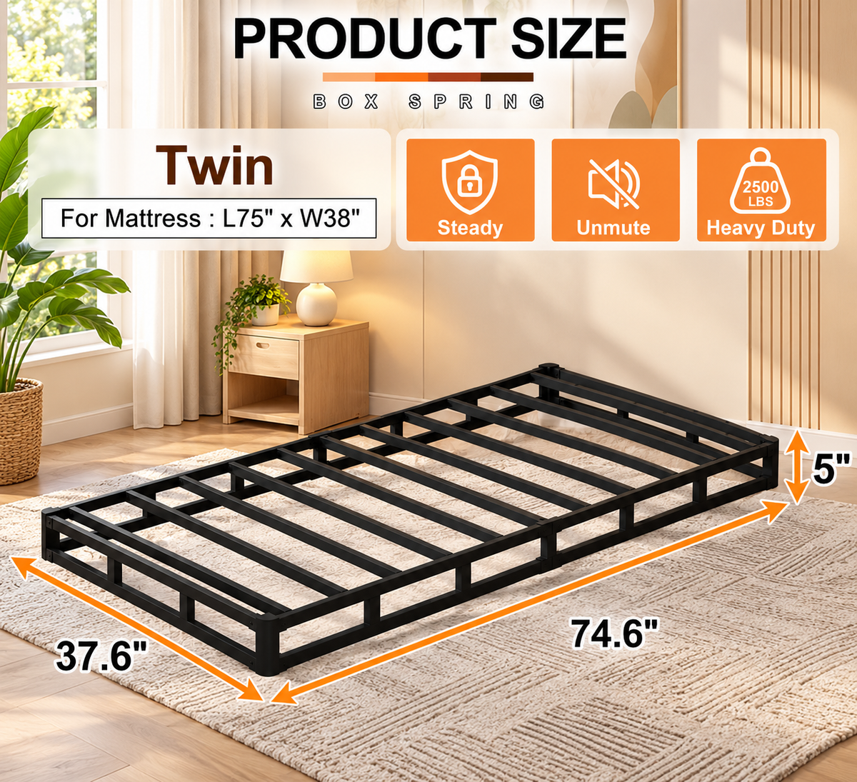 5-Inch Heavy-Duty Metal Box Spring