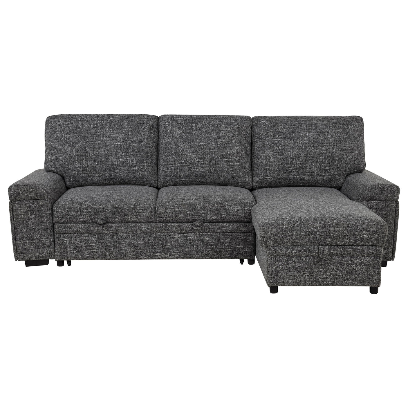 Demko Sleeper Sectional Sofa with Speaker and Storage Chaise Brown