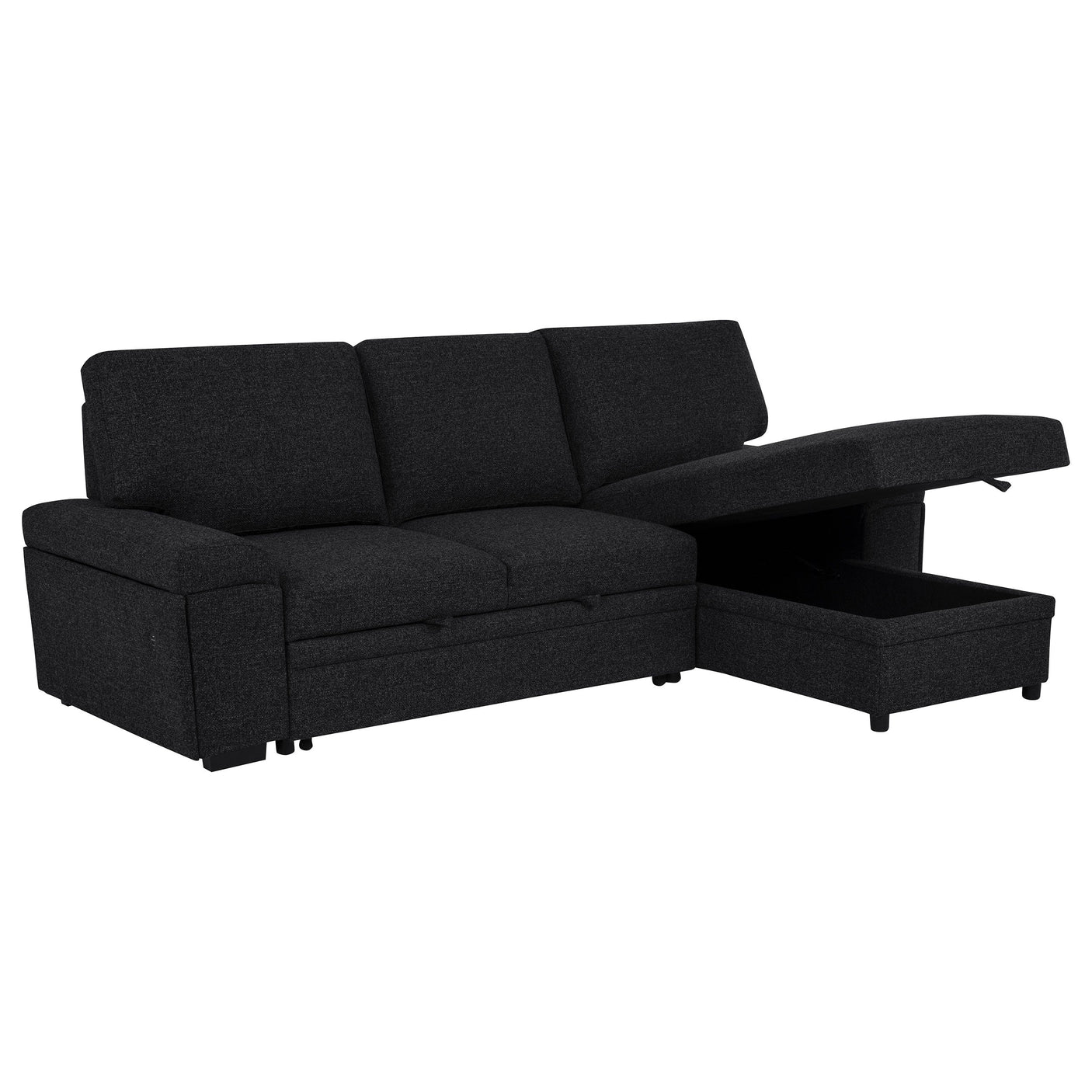 Demko Sleeper Sectional Sofa with Speaker and Storage Chaise Brown