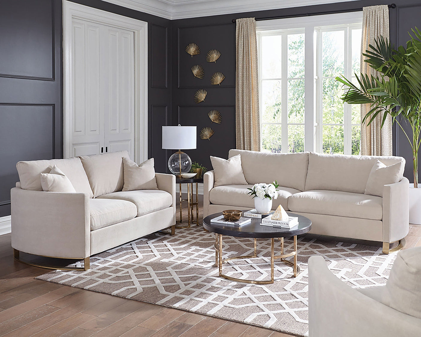 Corliss Upholstered Curved Track Arm Loveseat