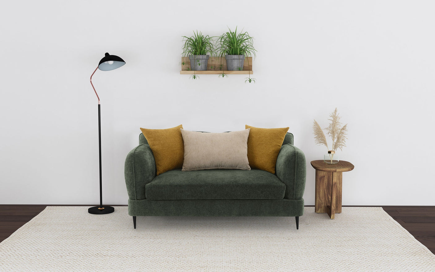 Jade Chenille Upholstered Sculpted Track Arm Loveseat