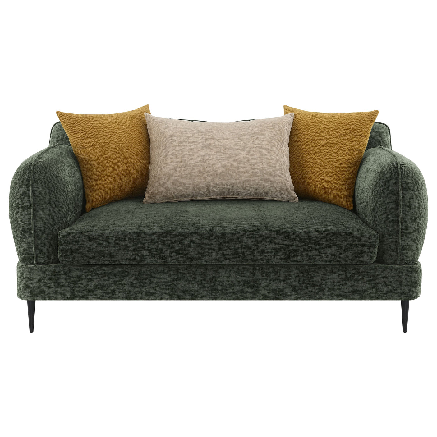 Jade Chenille Upholstered Sculpted Track Arm Loveseat