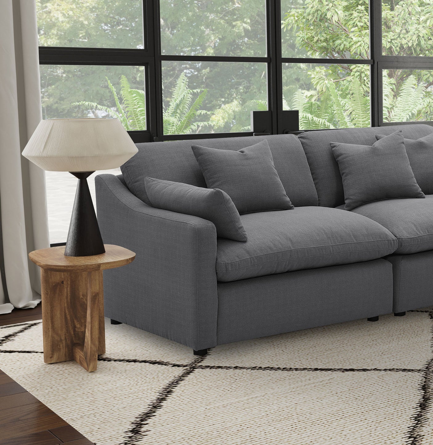 Hobson Upholstered LAF Chair Charcoal