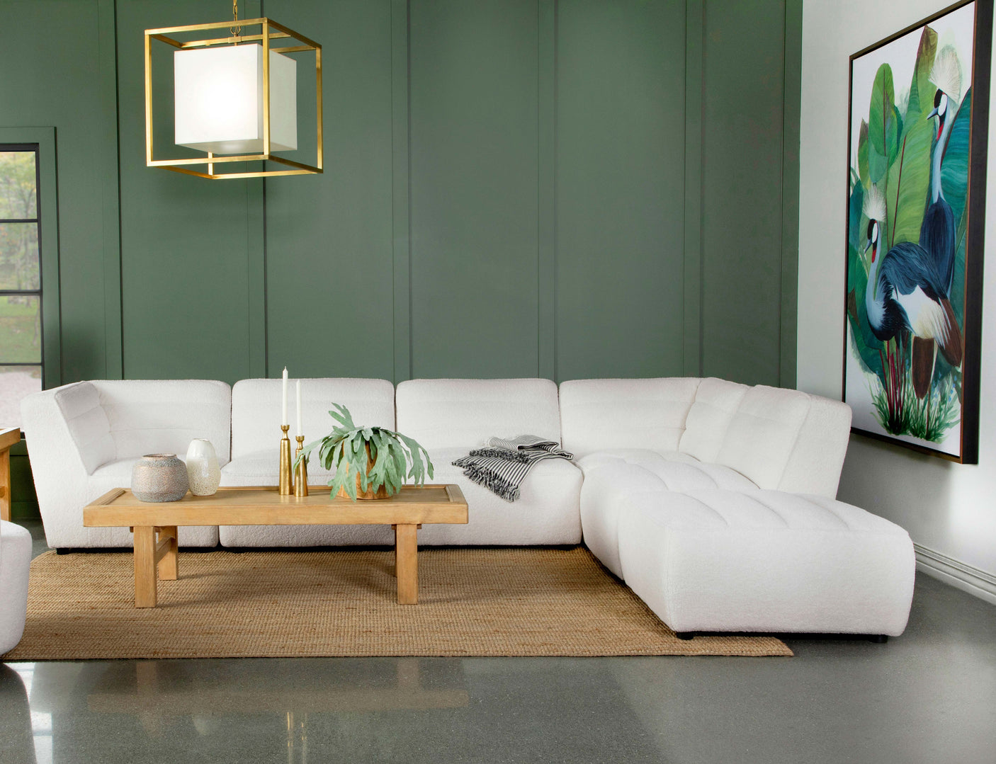 Sunny Upholstered Modular Sectional Sofa Natural