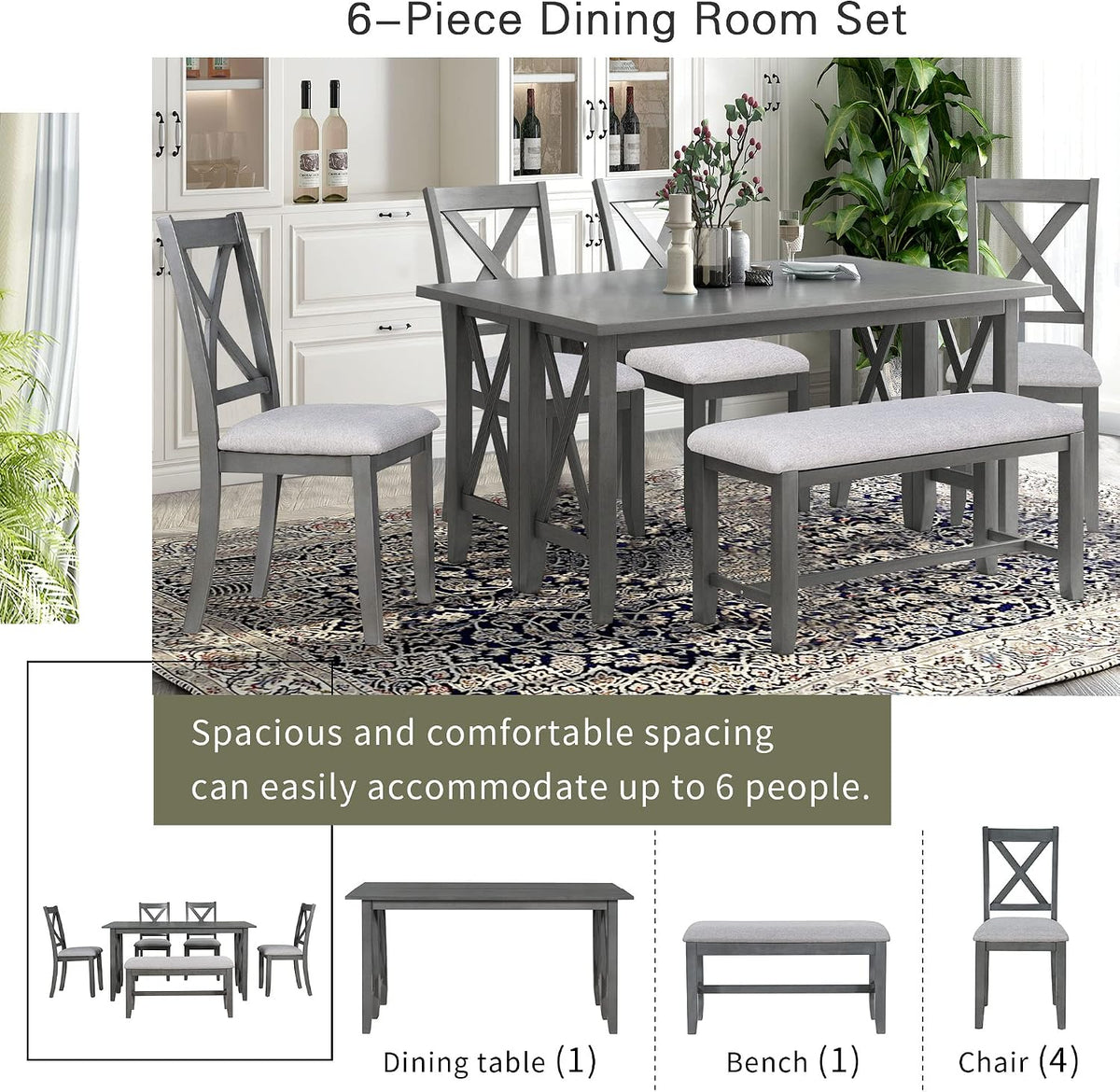 Wesley Table w 4 Chairs & Bench