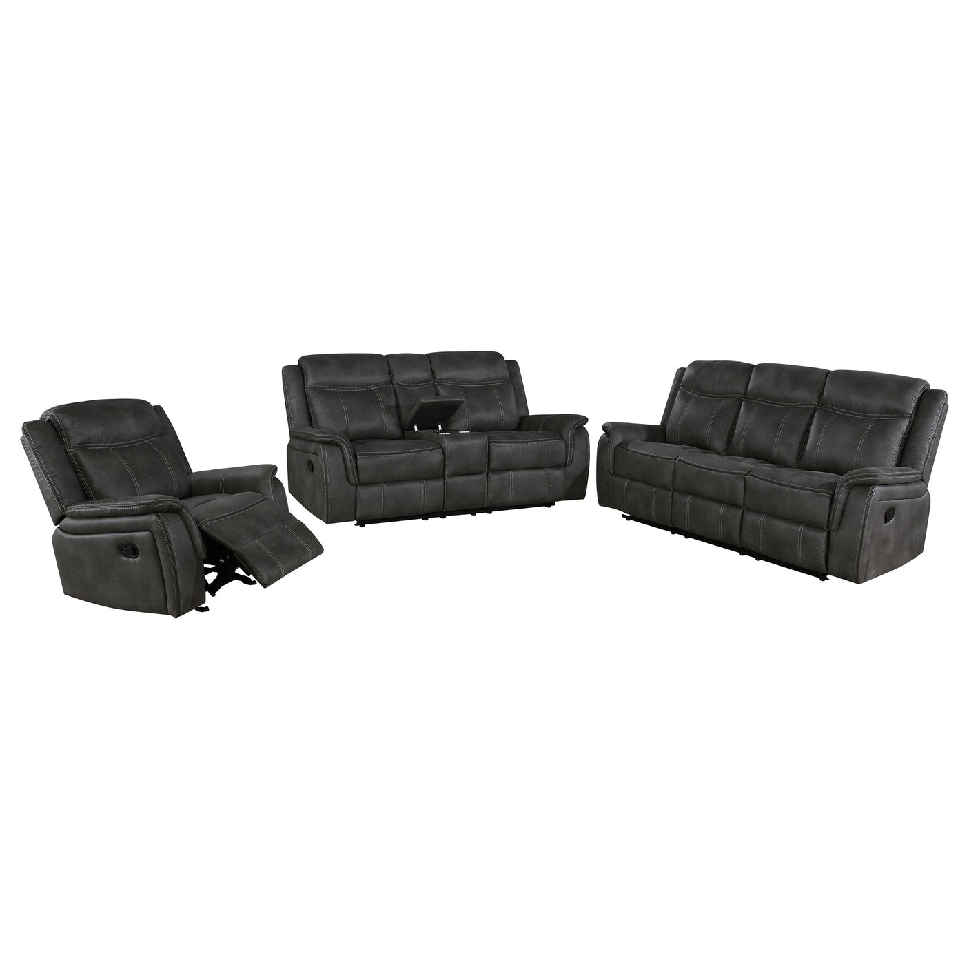 Lawrence Upholstered Reclining Sofa Set Charcoal