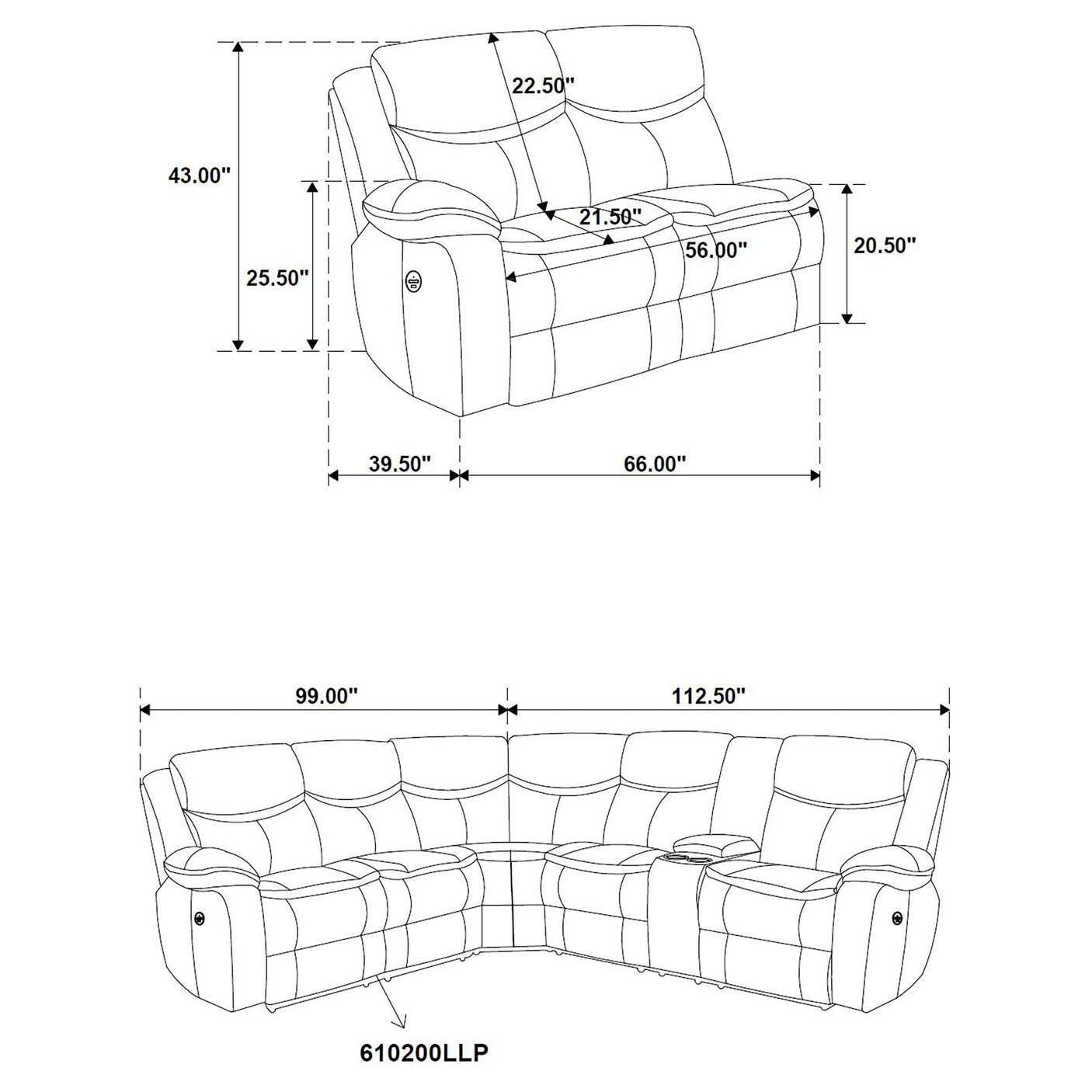 Sycamore Upholstered Power Reclining Sectional Sofa