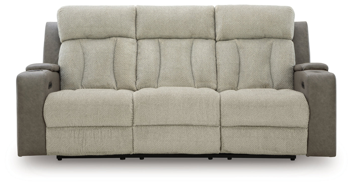 Stately Check Power Reclining Sofa with Adjustable Headrest