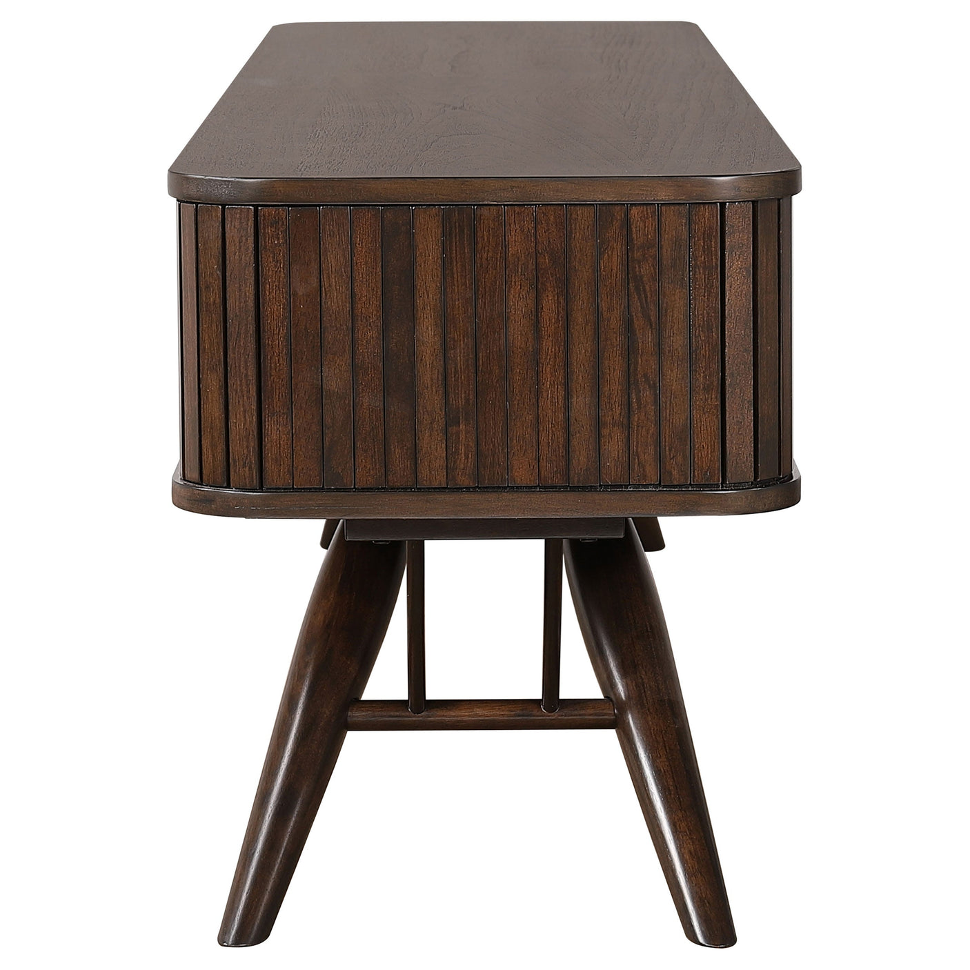 Valna Wood 71-inch TV Stand with Sliding Doors Walnut