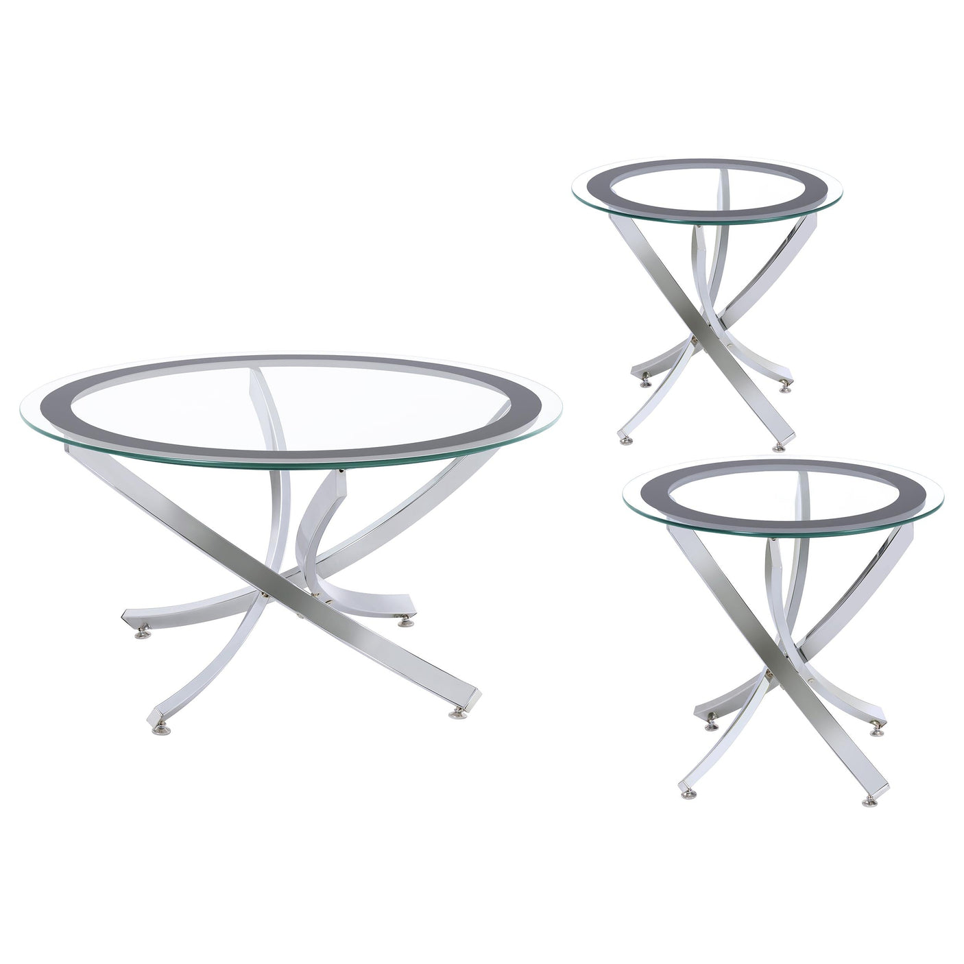 Brooke Round Coffee and End Table Set Brass