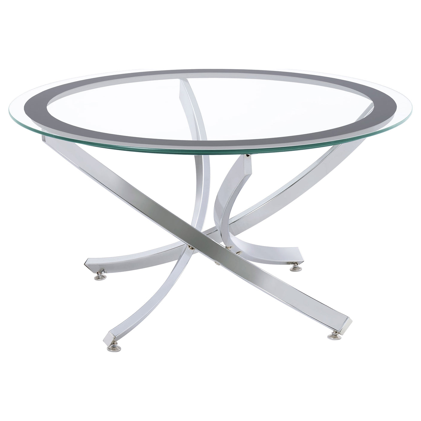 Brooke Round Glass Top Coffee Table Metal Base