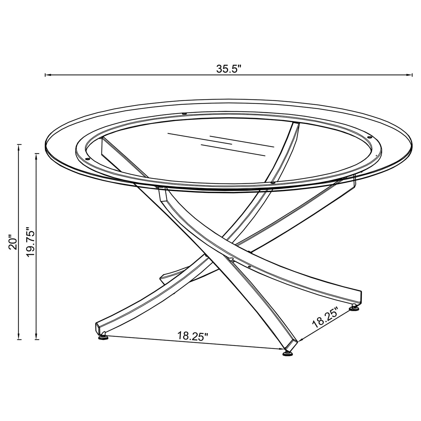 Brooke Round Glass Top Coffee Table Metal Base