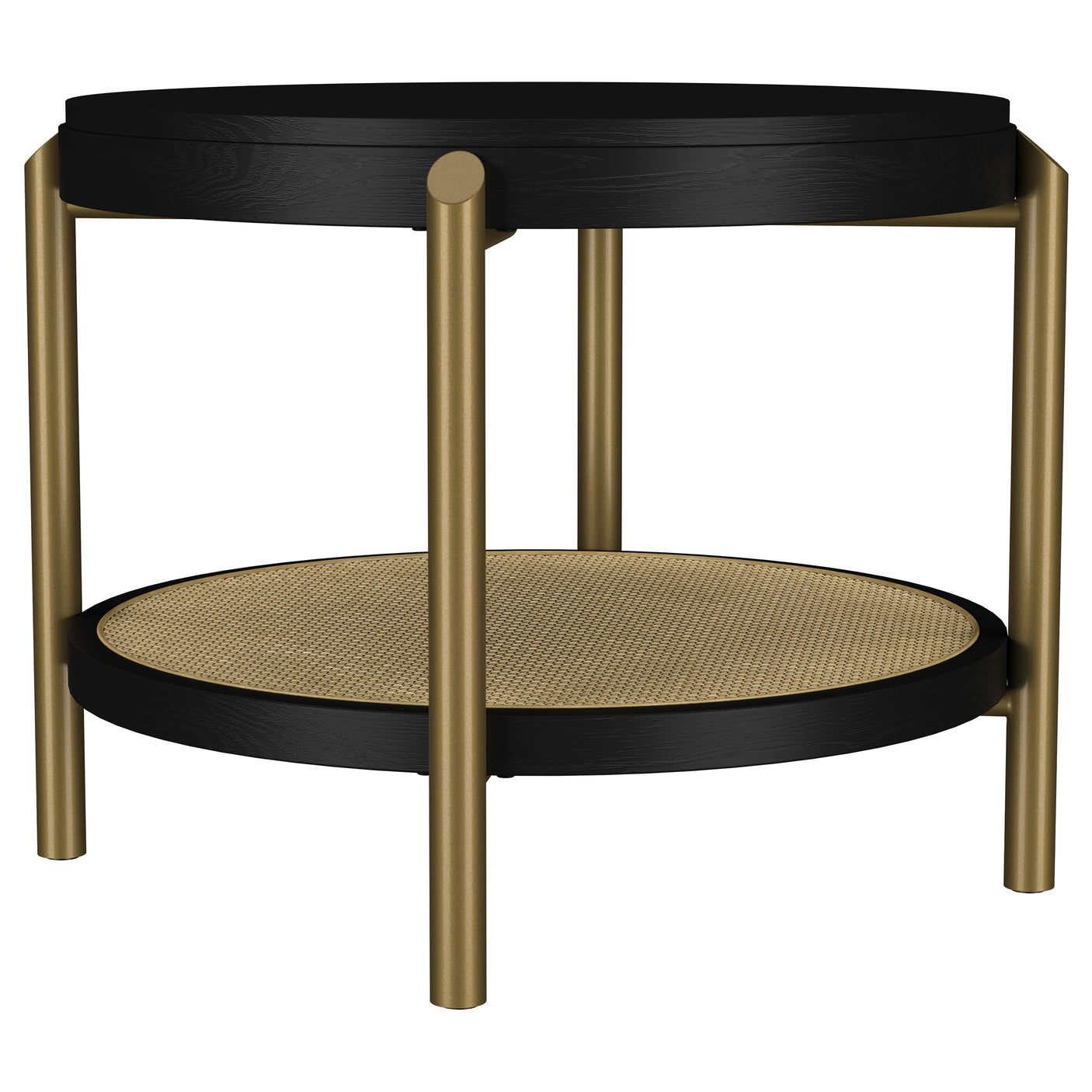 Arini Round End Side Table With Storage Shelf