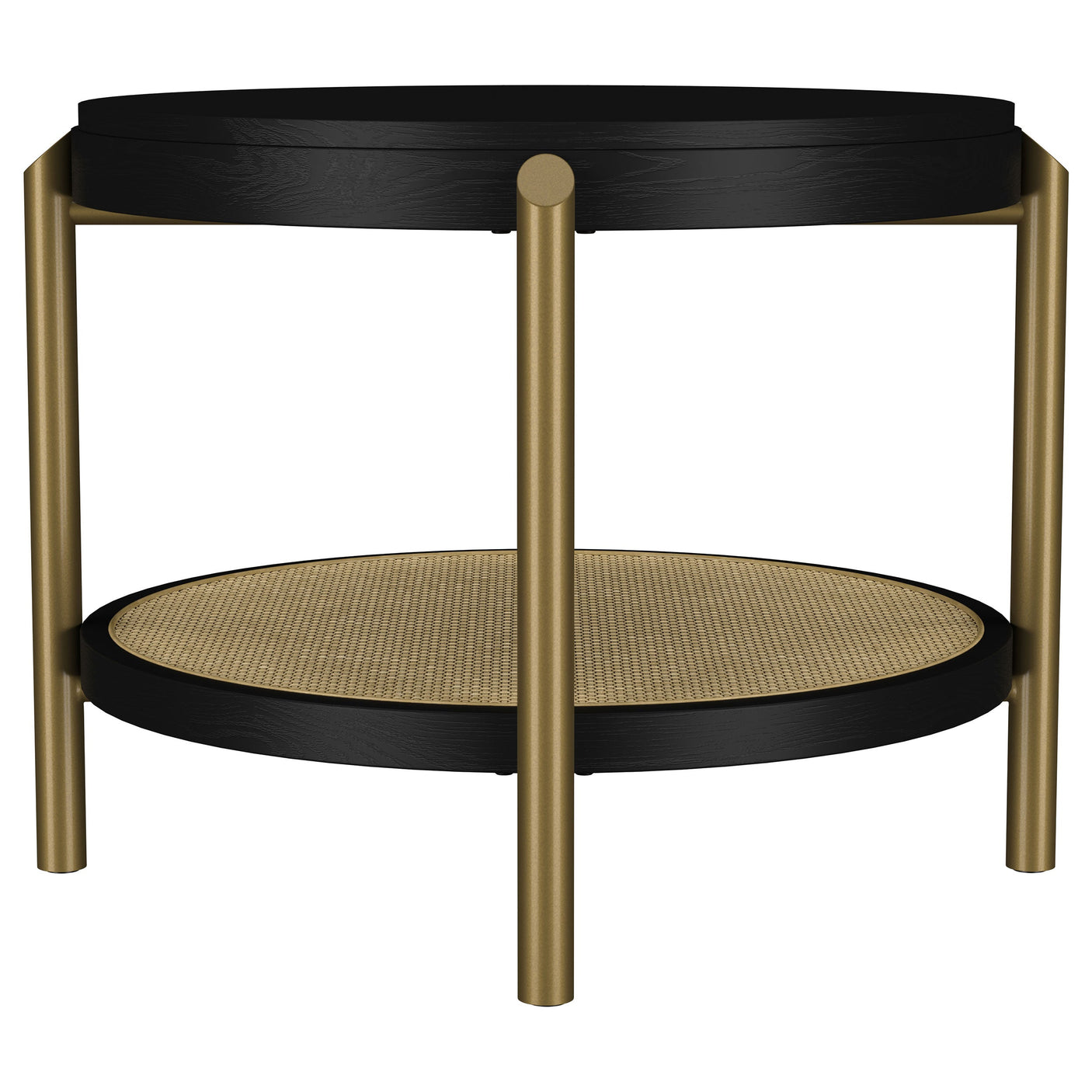Arini Round End Side Table With Storage Shelf