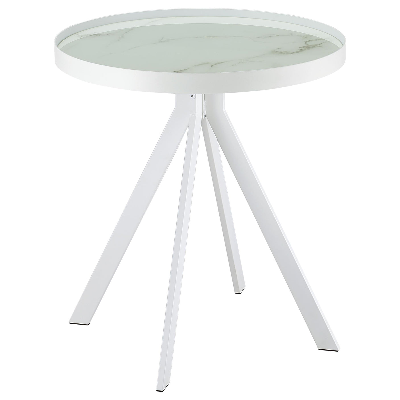 Briggs Round Marble Printed Glass Top End Side Table