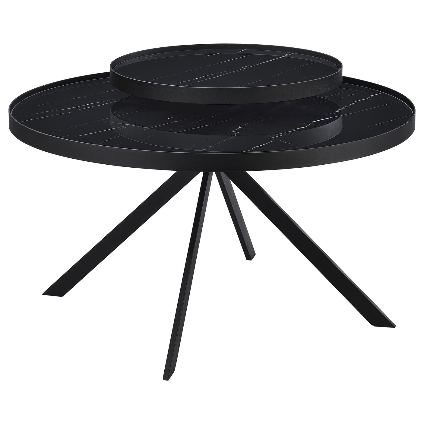 Briggs Round Marble Printed Glass Top Coffee Table