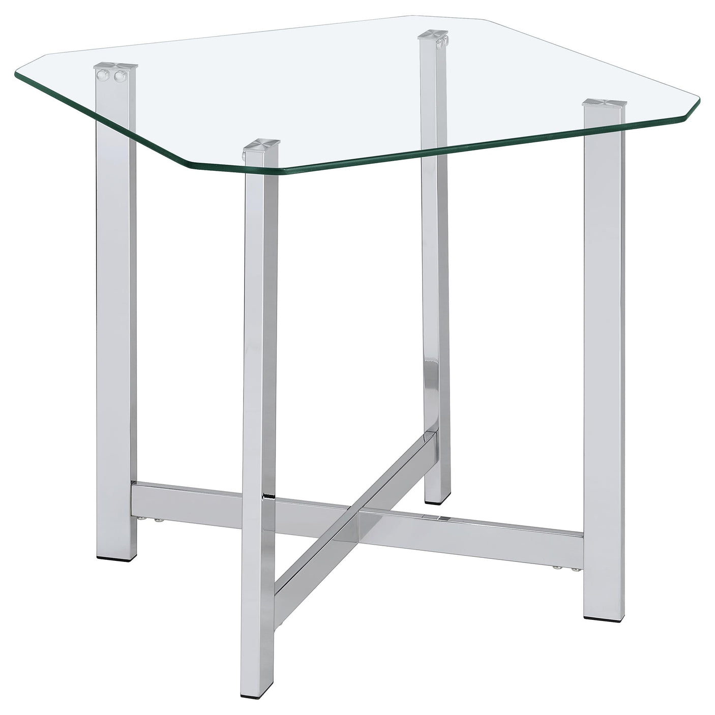 Cronin Square Tempered Glass Top Side End Table Chrome