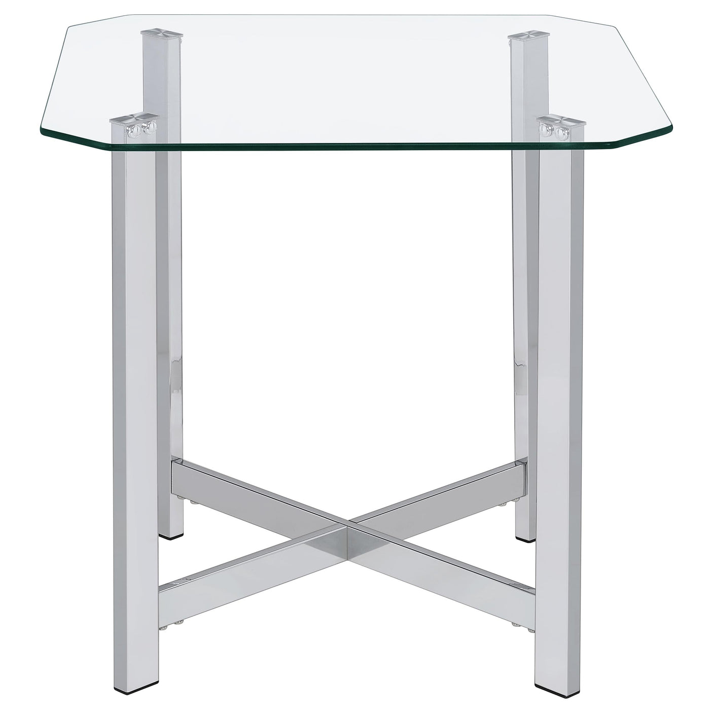 Cronin 2-piece Tempered Glass Top Coffee Table Set Chrome