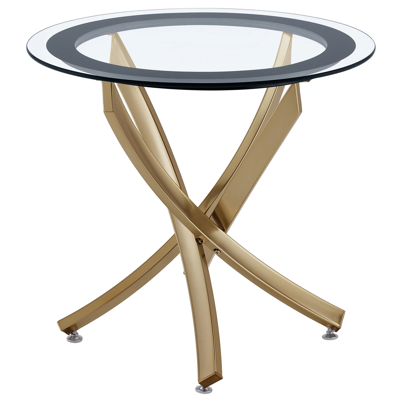 Brooke Round Glass Top Side End Table Metal Base