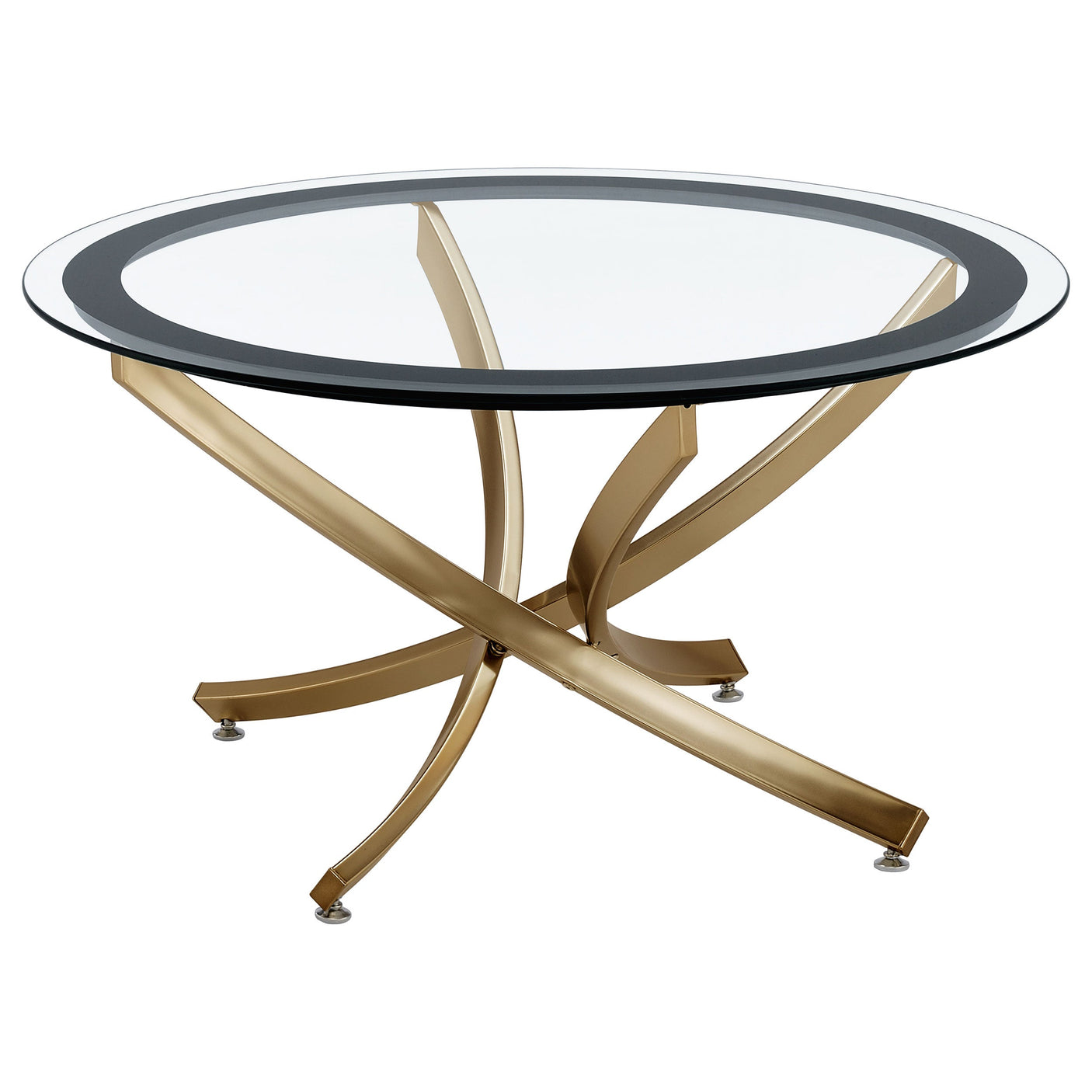 Brooke Round Glass Top Coffee Table Metal Base
