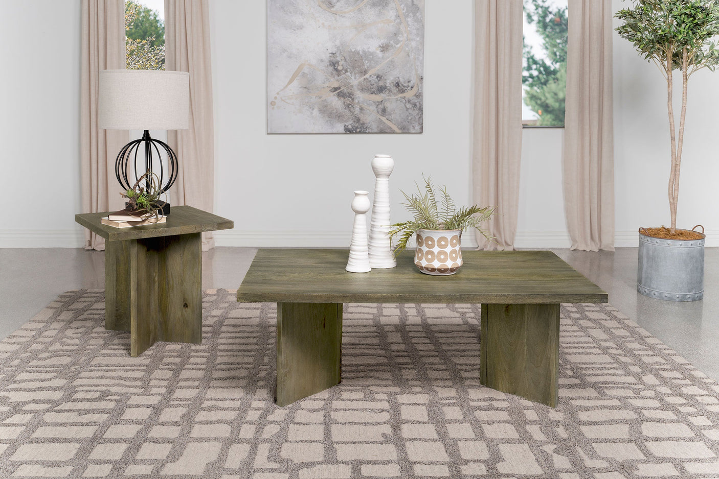 Andando Coffee and End Table Set Mango Brown