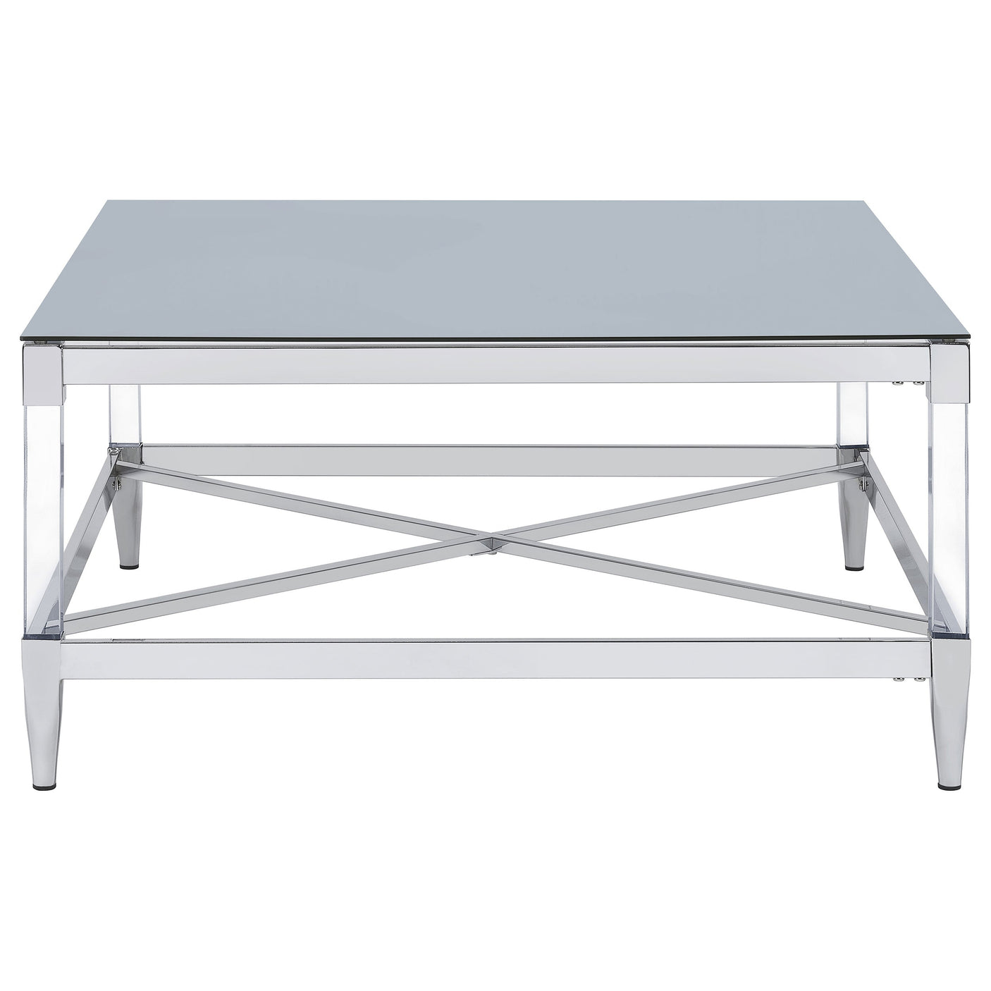 Lindley Square Tempered Mirror Acrylic Coffee Table Chrome