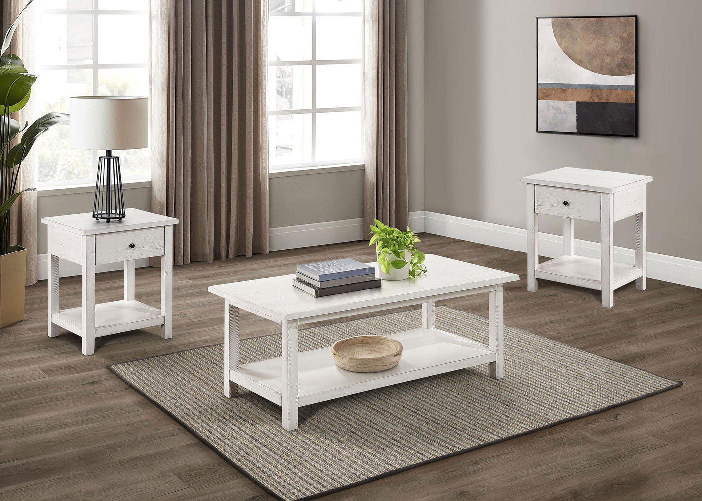 Payne Coffee and 1-Drawer End Table Set White