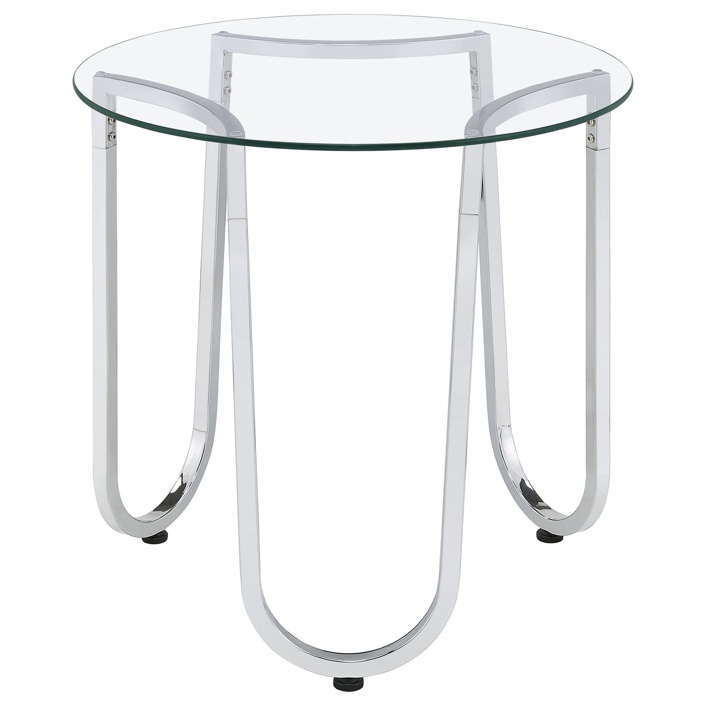 Beller 2-piece Round Tempered Glass Top Coffee Table Set Chrome