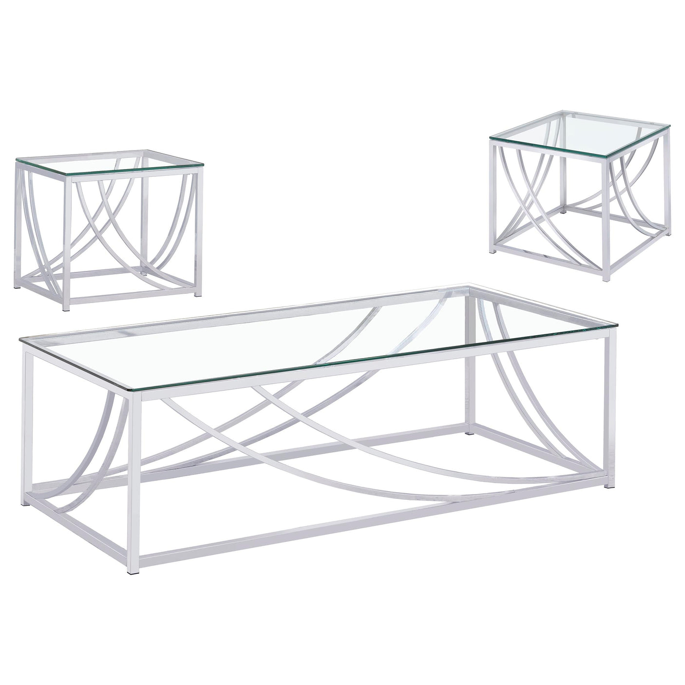 Lille Glass Top Coffee And End Table Set Chrome
