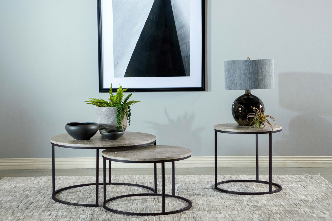 Lainey Round Faux Marble Nesting Coffee Table