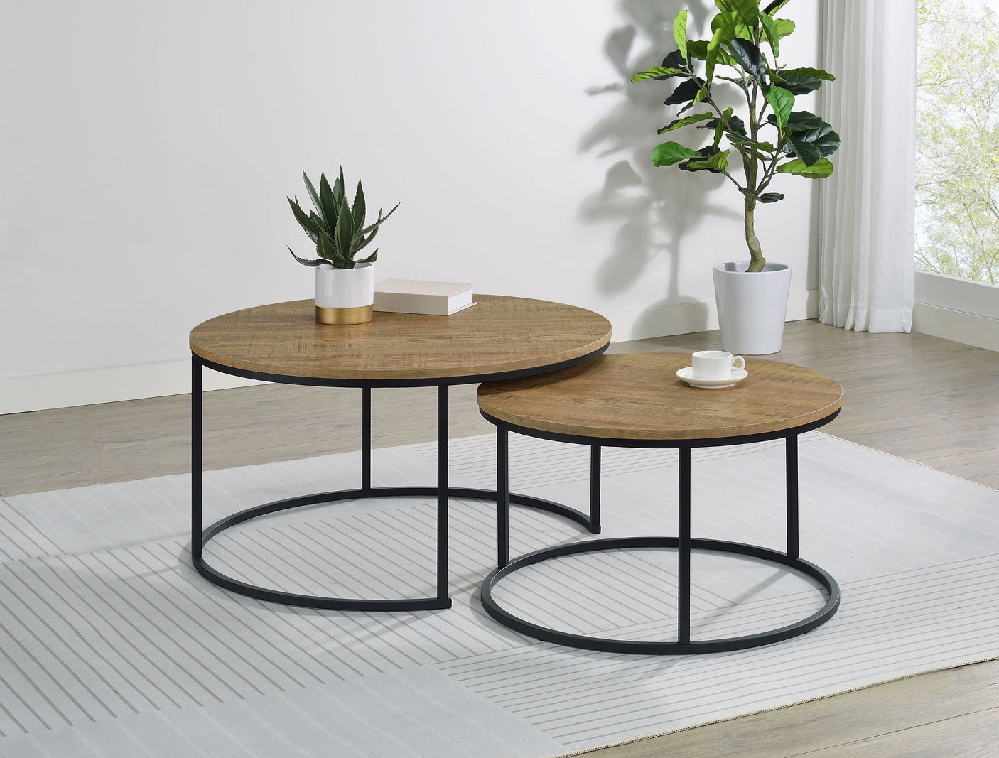 Lainey Round Faux Marble Nesting Coffee Table