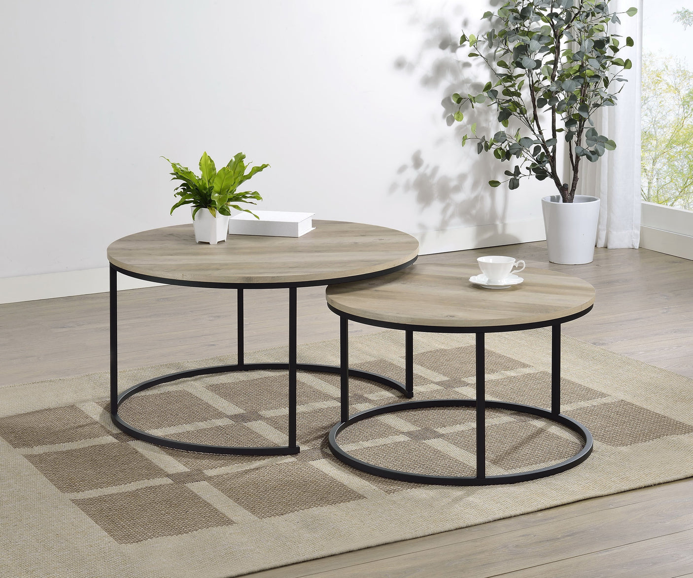 Lainey Round Faux Marble Nesting Coffee Table