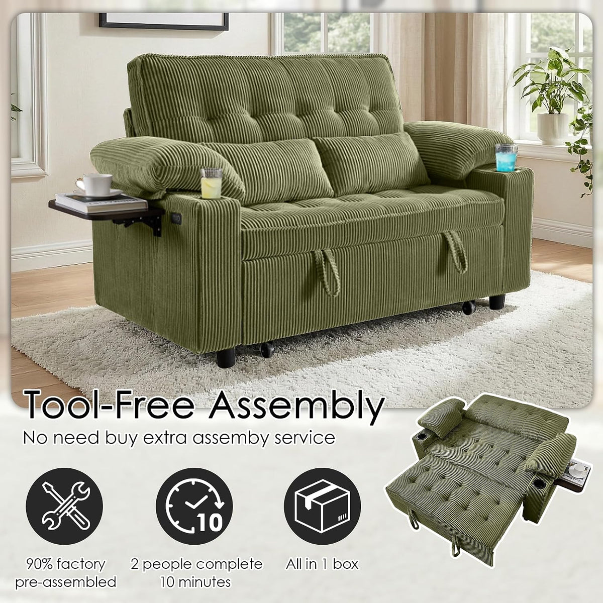 Milan Corduroy Sleeper Sofa