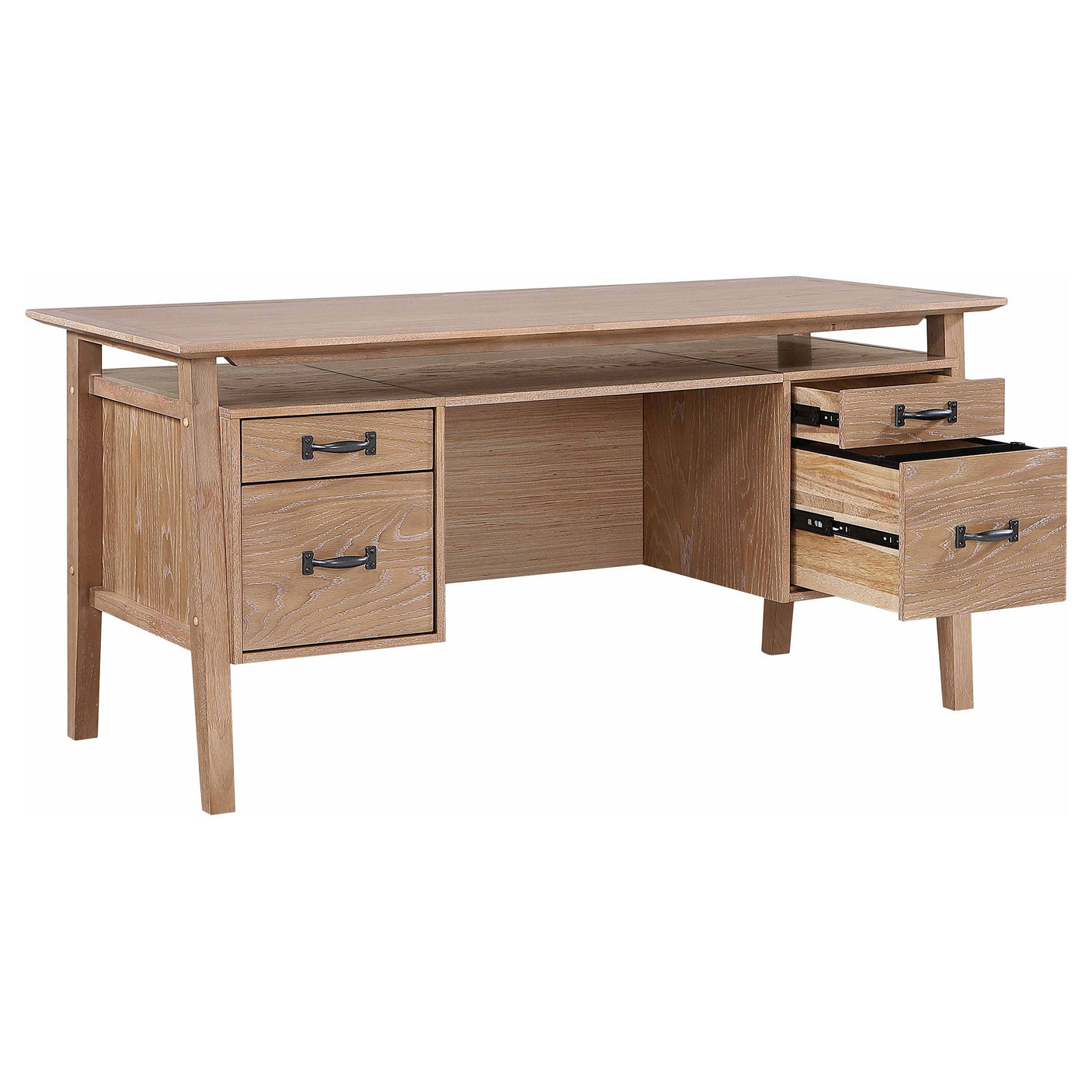 Goodson 64-inch 4-Drawer Double Pedestal Computer Desk Black