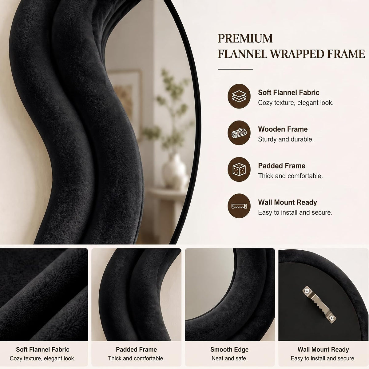 Full Length Wavy Mirror - Black