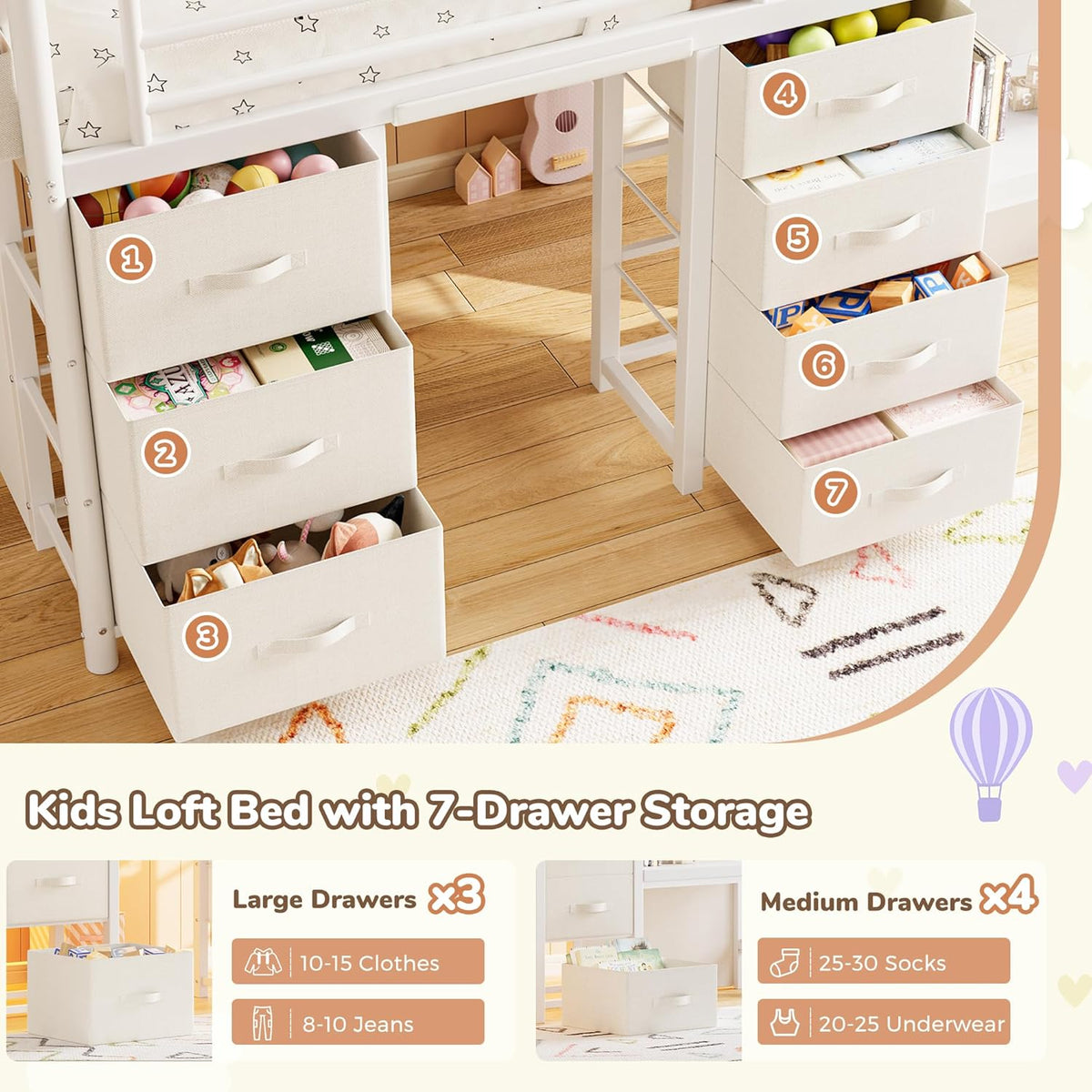 Low Loft Bed - Twin