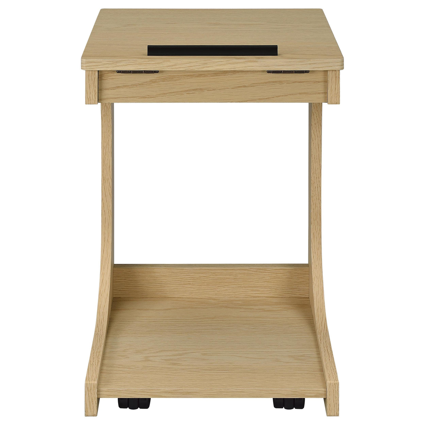 Ralston C-Shaped Lift-Top Sofa Side Table With Casters Black