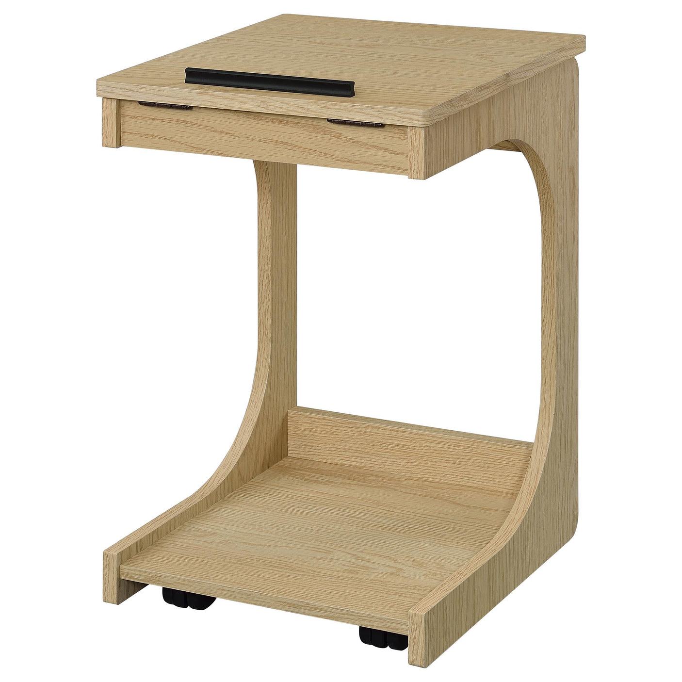 Ralston C-Shaped Lift-Top Sofa Side Table With Casters Black