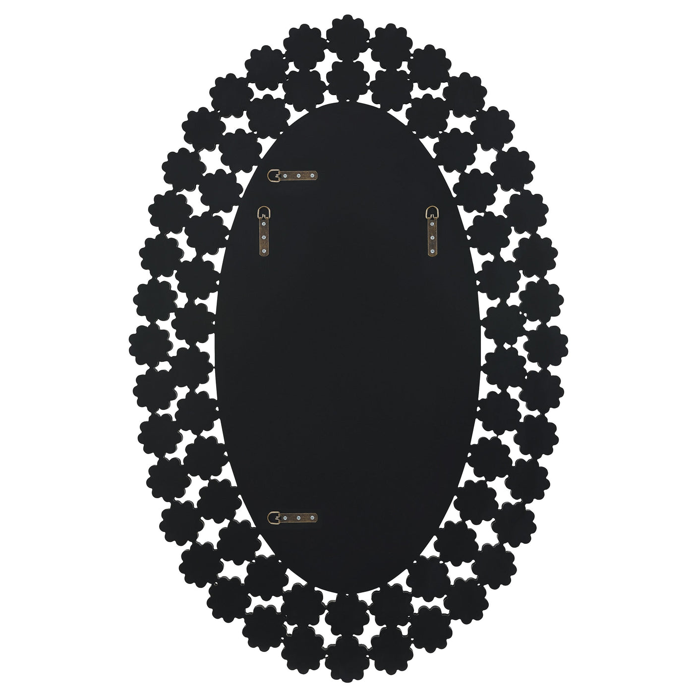 Colleen 31 x 47 Inch Oval Wall Mirror Crystal Flowers Silver
