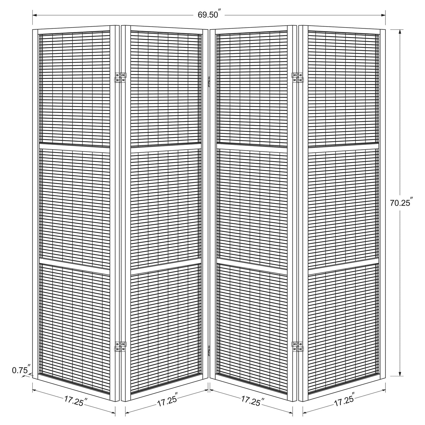 Browning 4-panel Bamboo Room Divider Folding Screen Walnut