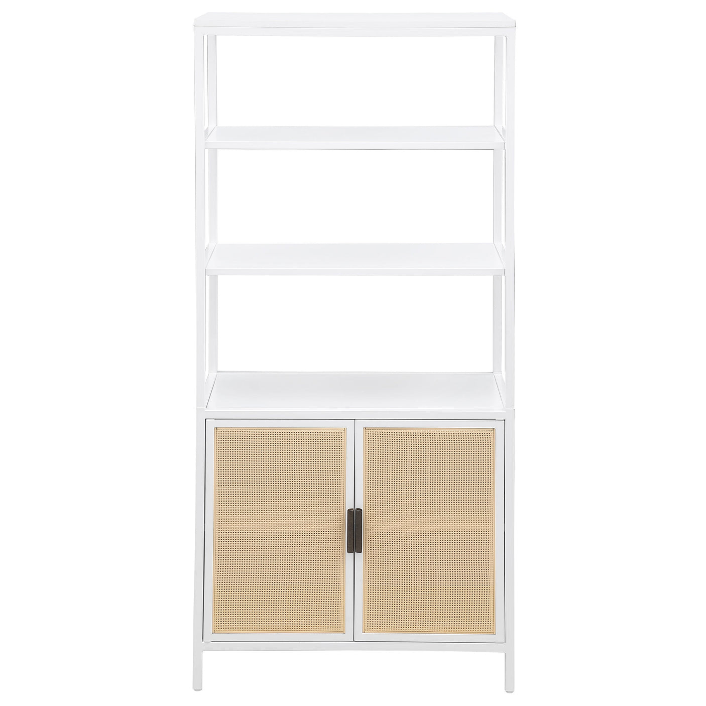 Amherst 3-shelf Radio Weave Cane Metal Accent Cabinet