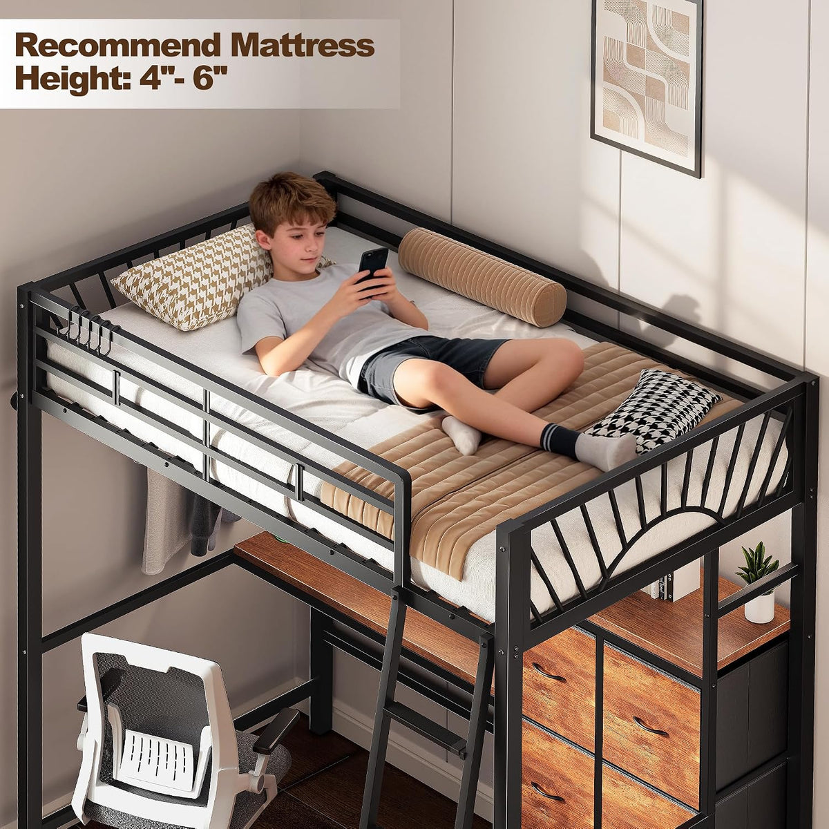 Haven Twin Loft Bed w/ Desk & Storage