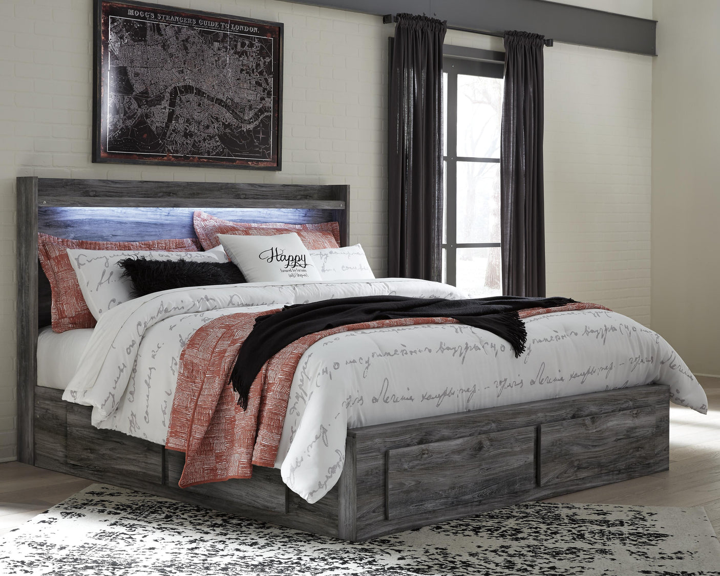 Baystorm Panel Bed with 4 Storage Drawers
