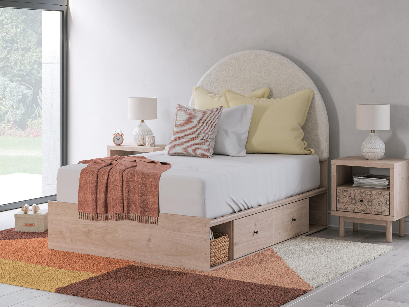 Shapella Upholstered Panel Bed with Storage