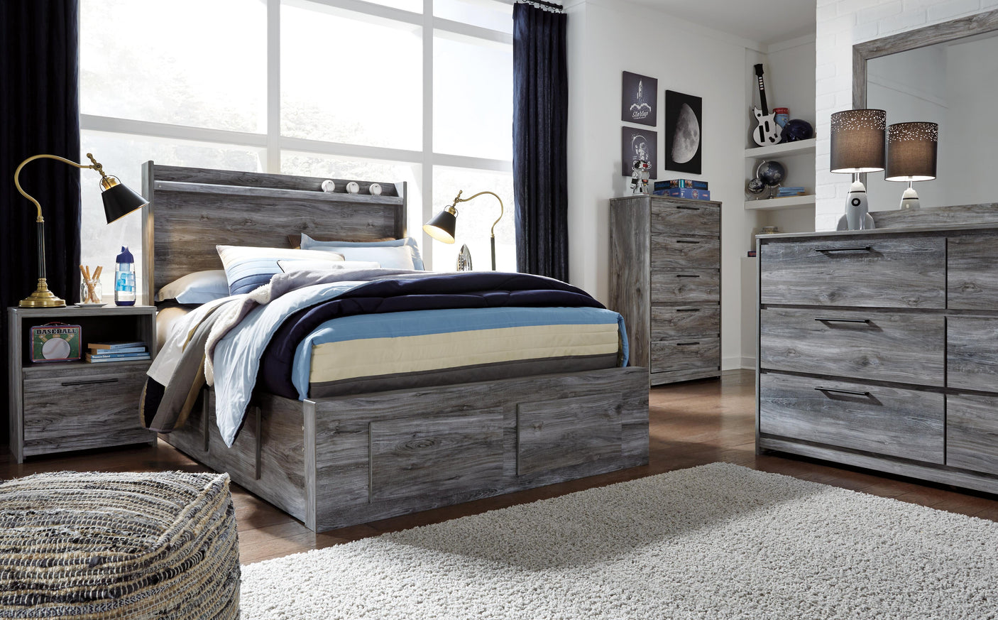Baystorm Panel Bed with 6 Storage Drawers