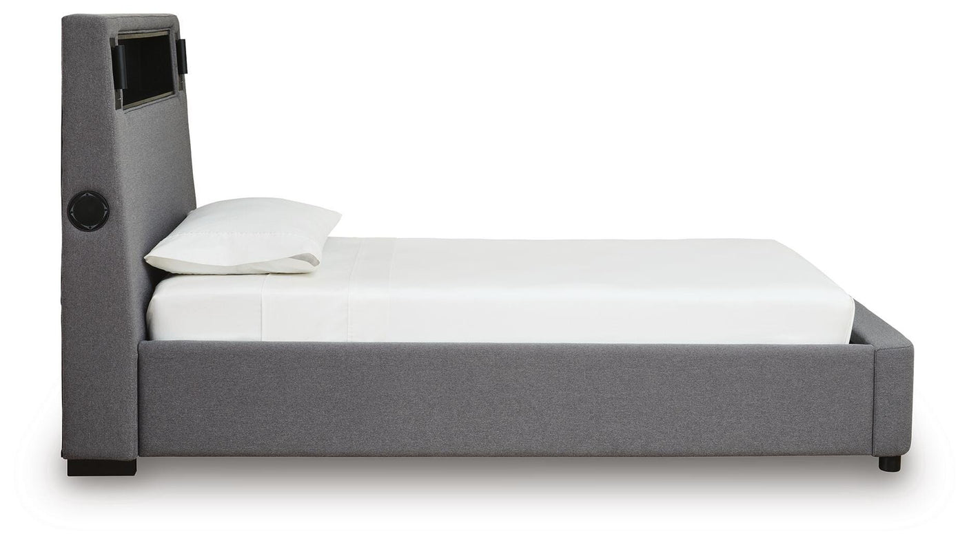 Cayberry Upholstered Bed with Wireless Audio