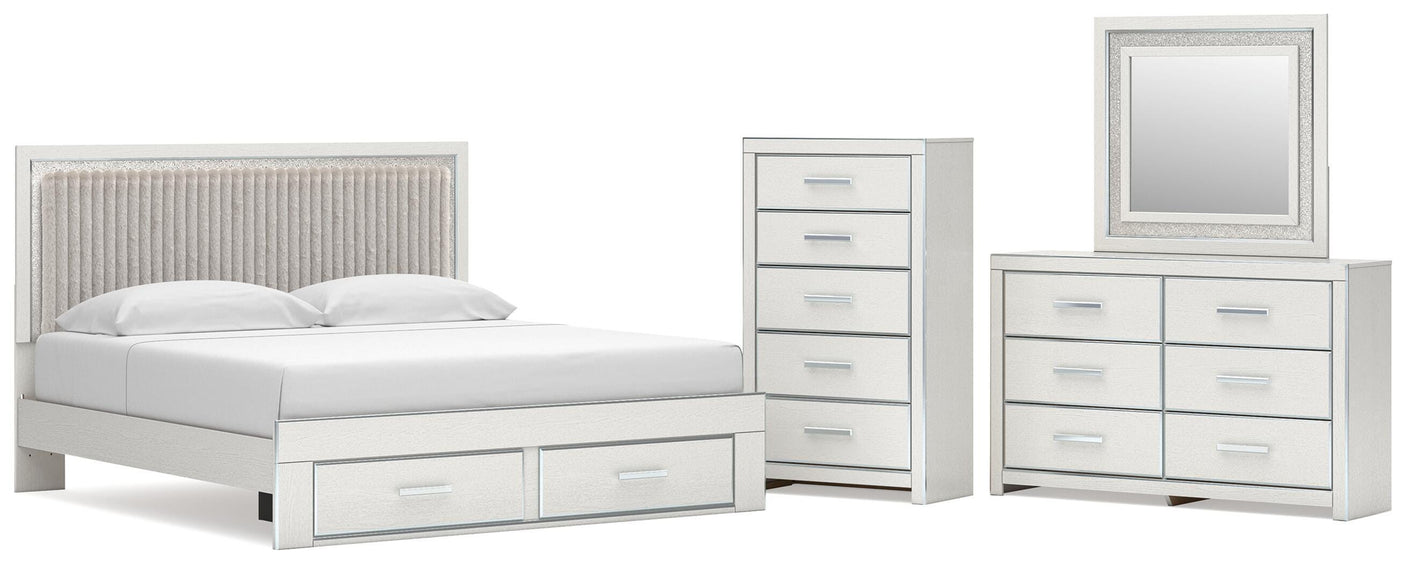 Zuraleus Upholstered Panel Platform Storage Bed Bedroom Set
