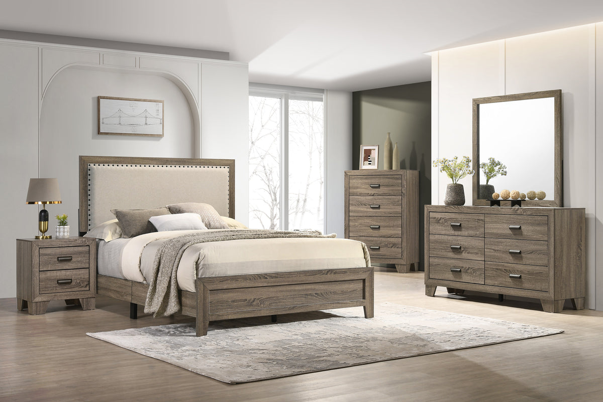 Millie Upholsteredolstery Bed One Box -Grey Bedroom Collection