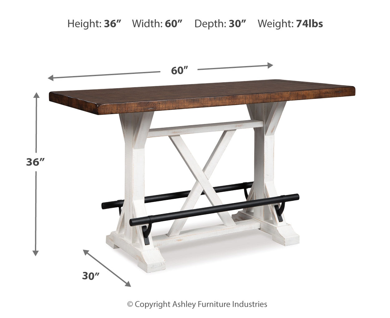 Valebeck RECT Dining Room Counter Table